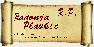 Radonja Plavkić vizit kartica